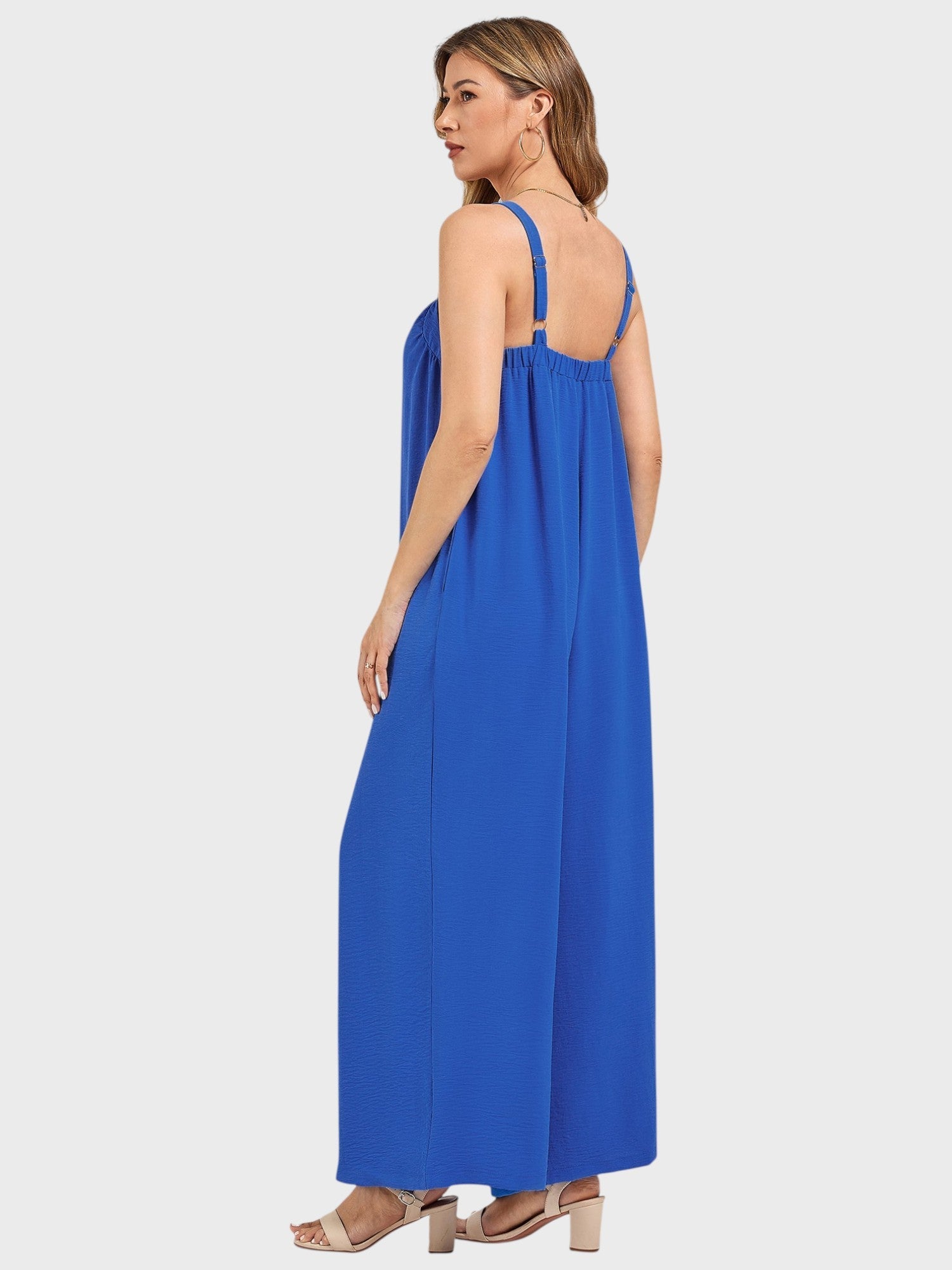 Lapa Plus Women's Elegant Blue Pocket Wide - leg Jumpsuit - Lapa plus