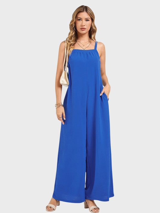 Lapa Plus Women's Elegant Blue Pocket Wide - leg Jumpsuit - Lapa plus