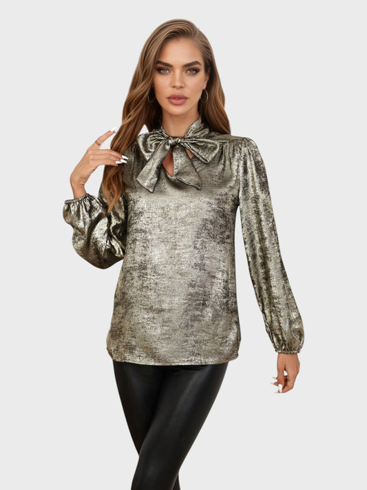 Lapa Plus Women's Elegant Lace - up Satin Shirt - Lapa plus
