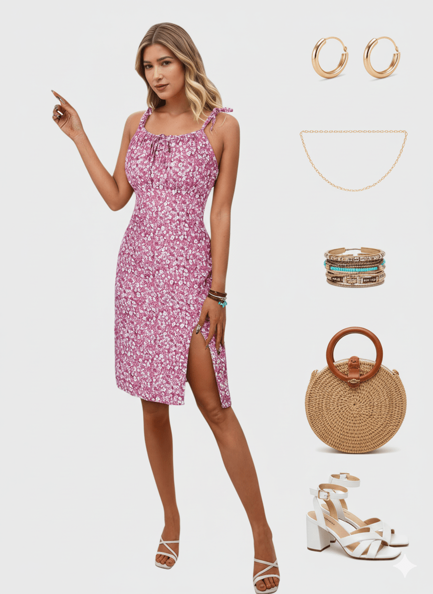 Lapa Plus Women's Floral - print Side - zipper Slit Dress - Lapa plus
