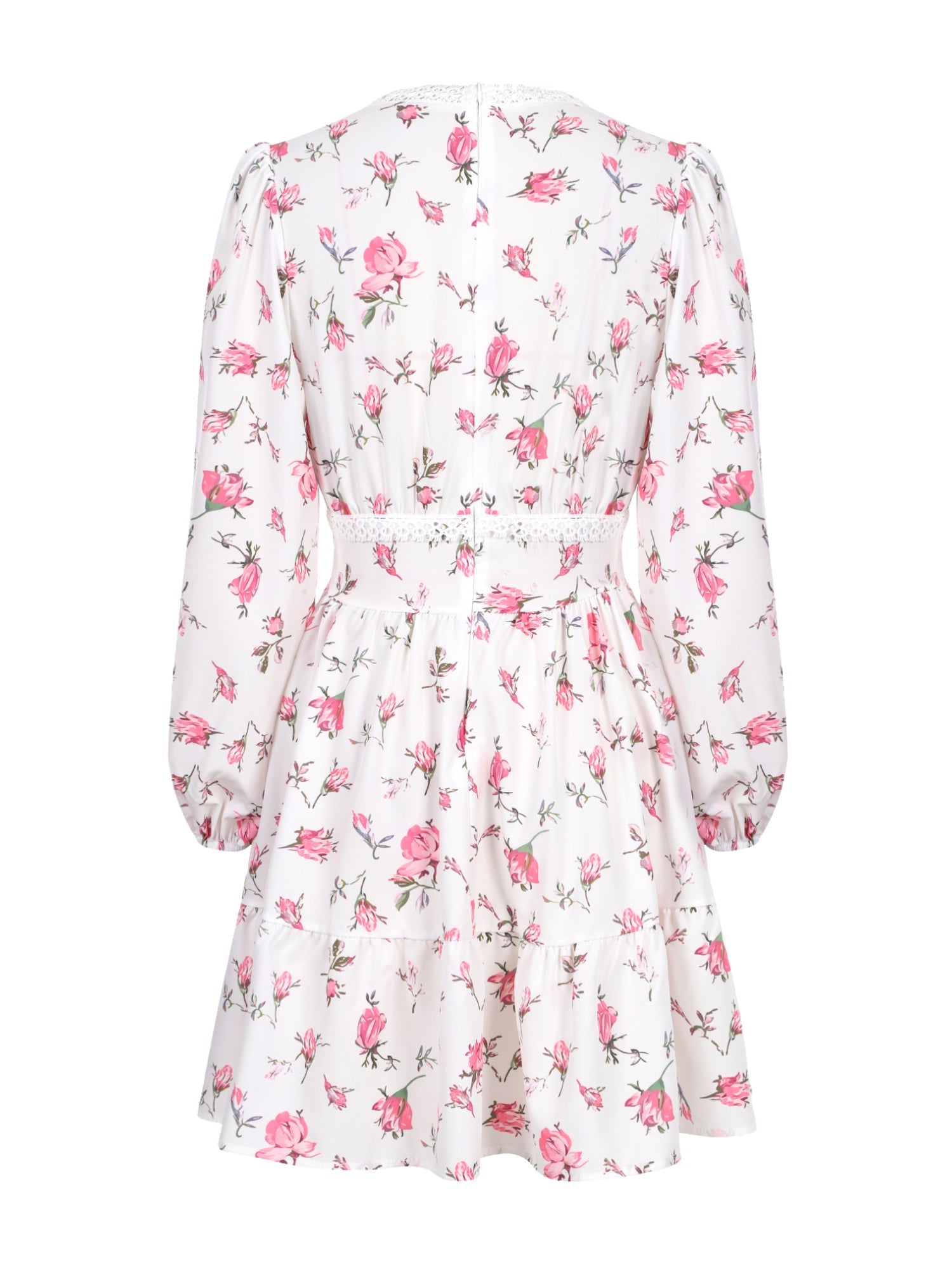 Lapa Plus Women's Flower - print Lace Trimmed Fitted Waist Dress - Lapa plus