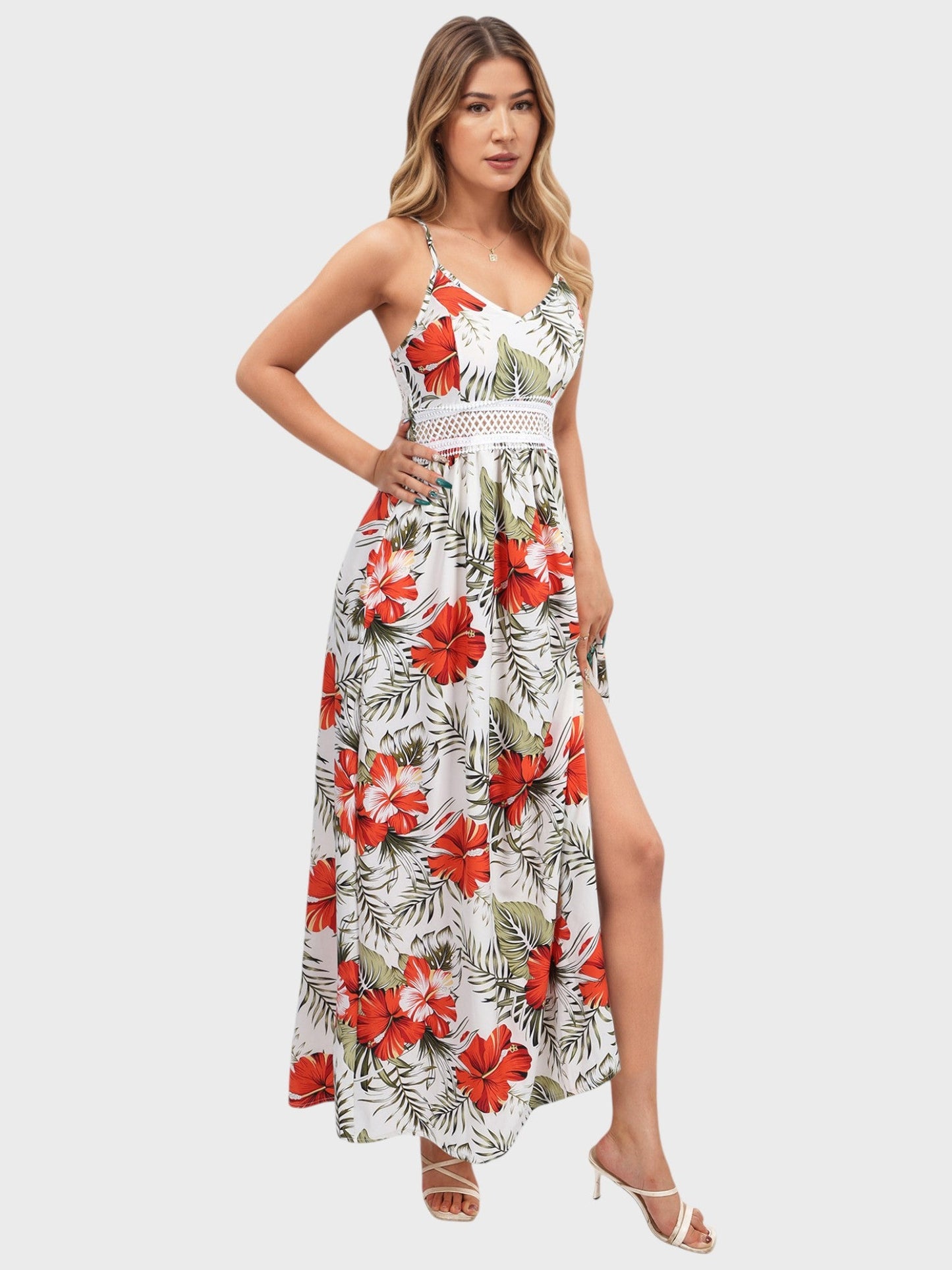 Lapa Plus Women's Flower - print Resort Slit Camisole Dress - Lapa plus