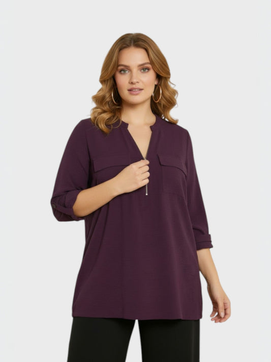 Lapa Plus Women's Functional Zip Neck Pocketed Top - Lapa plus