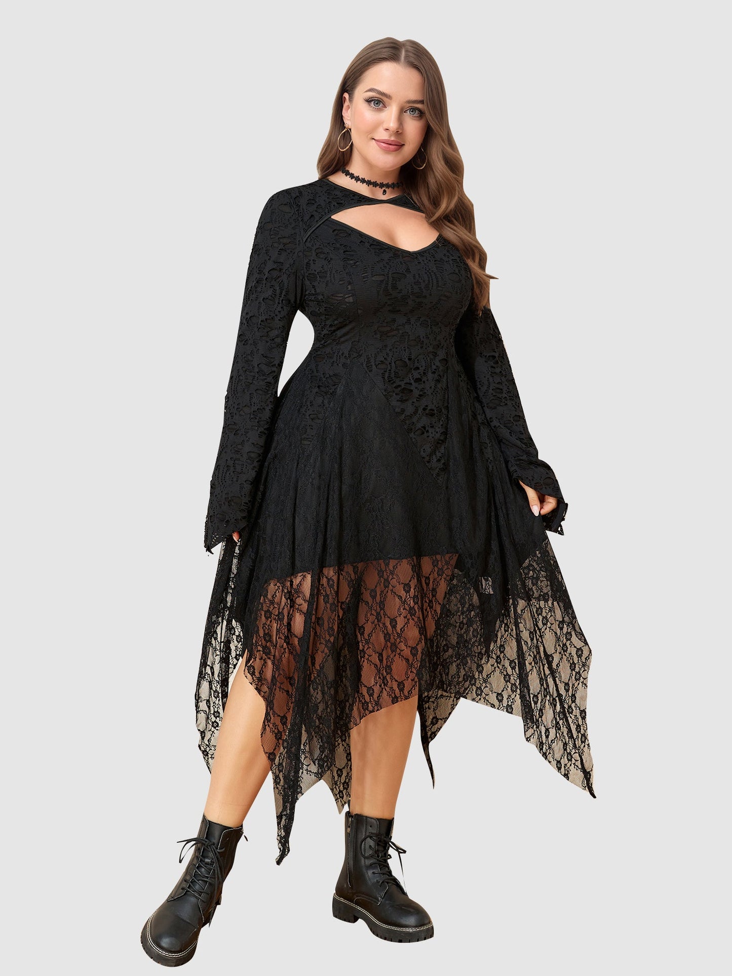 Lapa Plus Women's Gothic Irregular Hem Plus Size Dress - Lapa plus