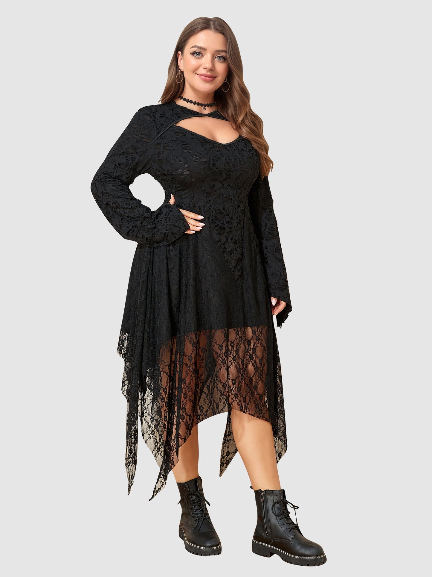 Lapa Plus Women's Gothic Irregular Hem Plus Size Dress - Lapa plus