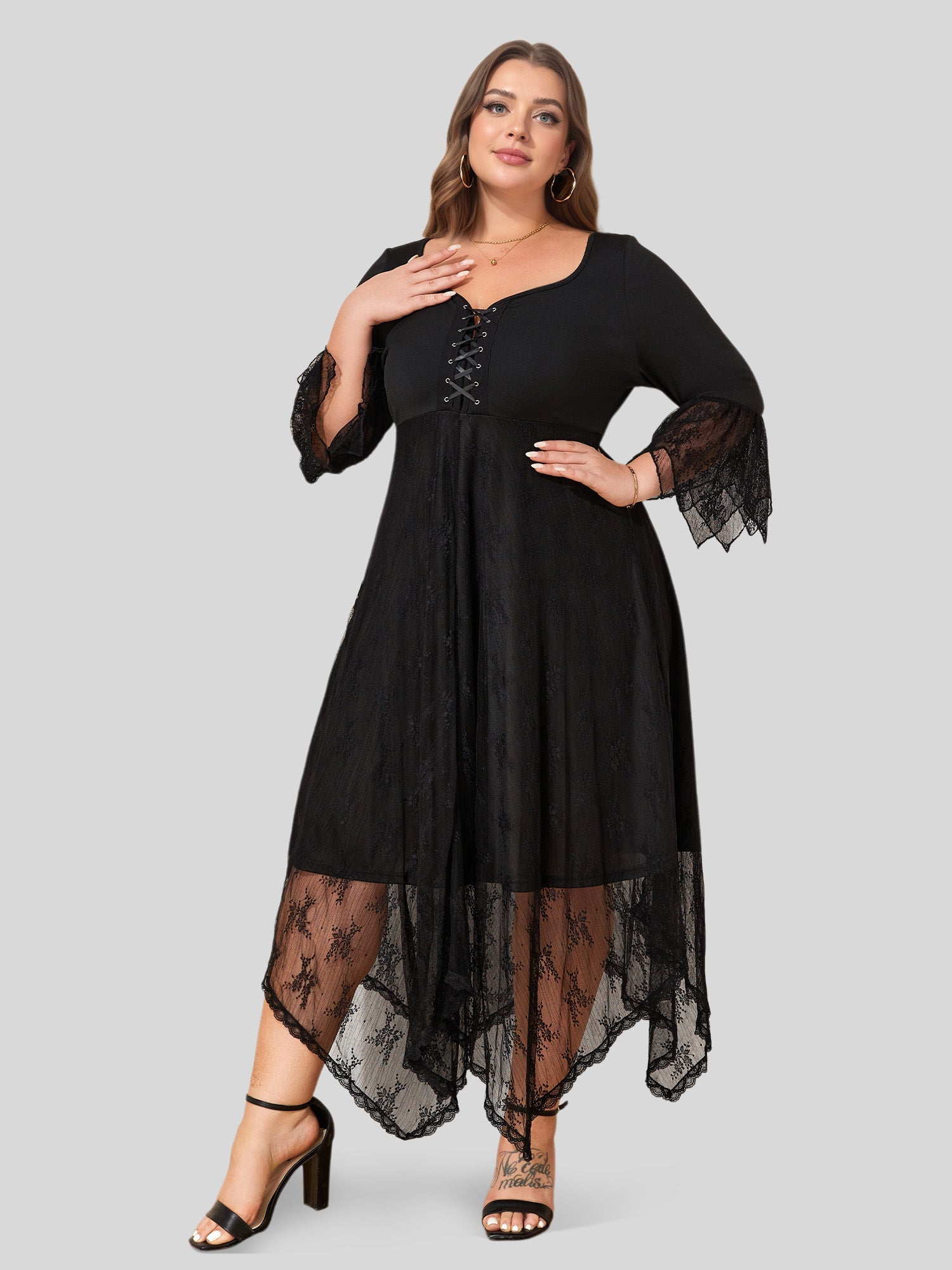 Lapa Plus Women's Gothress Patchwork Plus Size Dress - Lapa plus