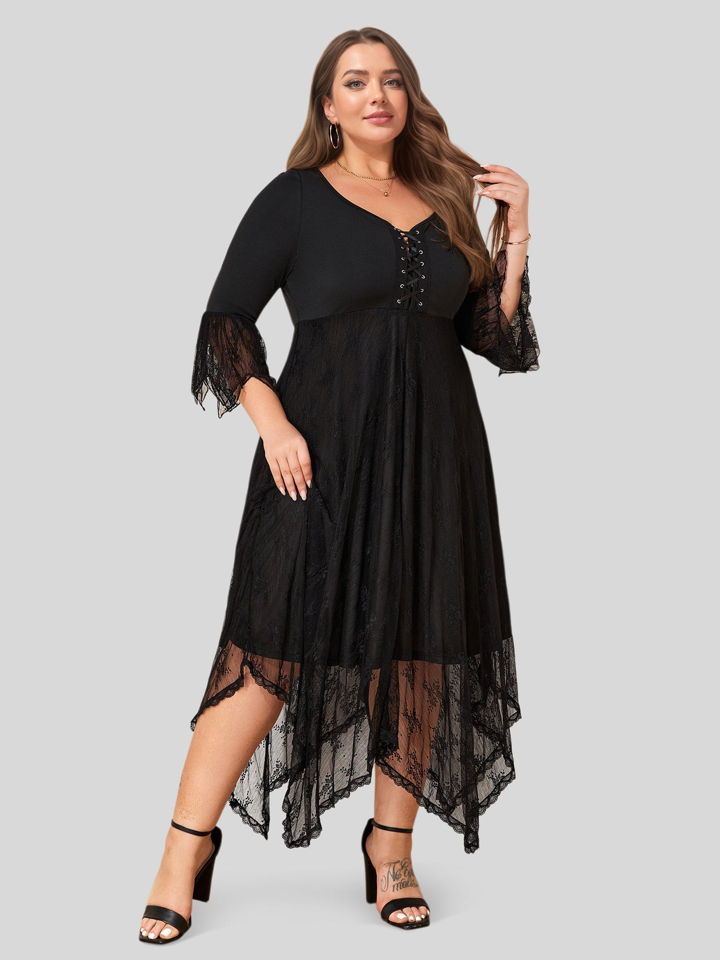 Lapa Plus Women's Gothress Patchwork Plus Size Dress - Lapa plus