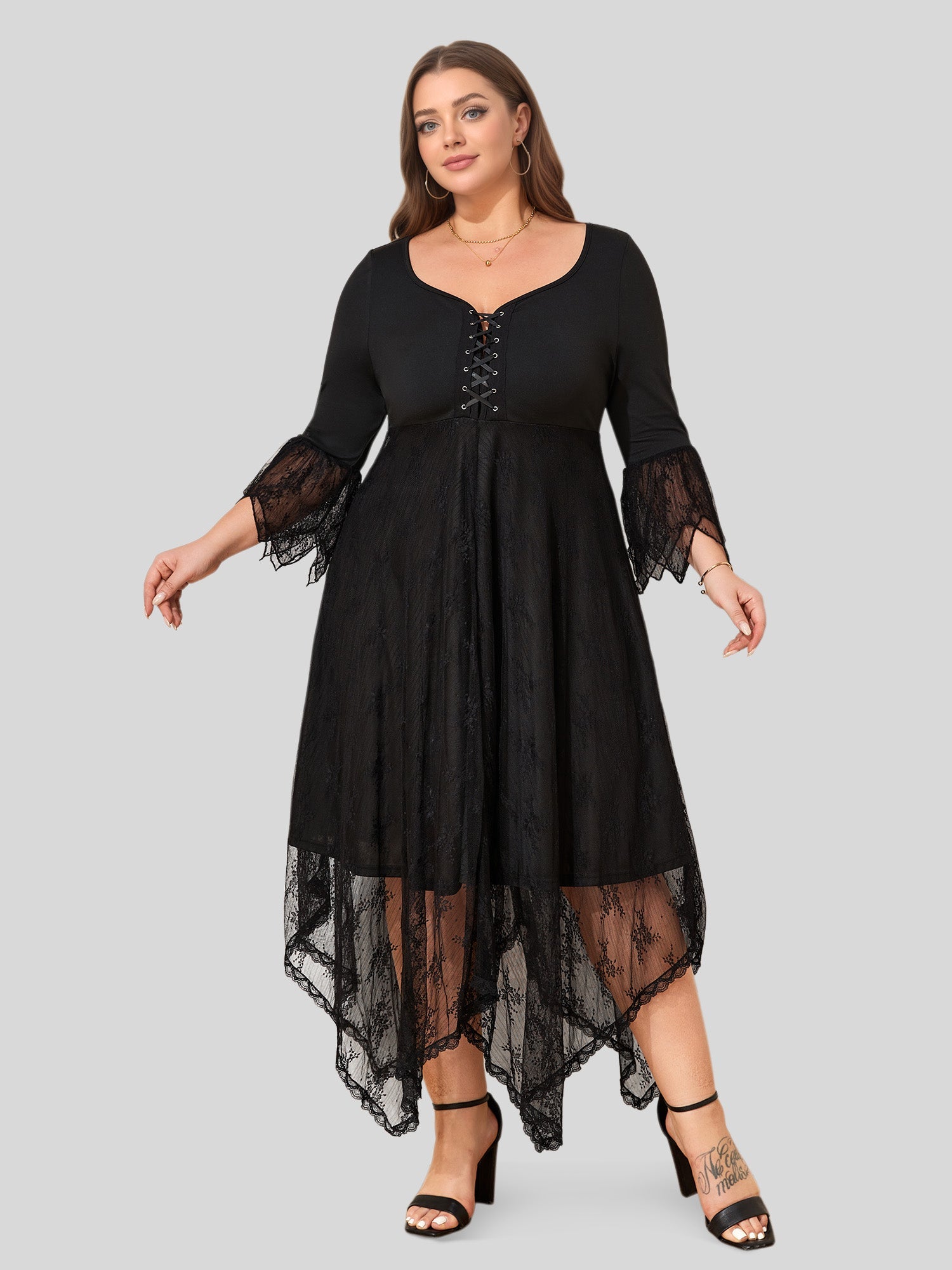Lapa Plus Women's Gothress Patchwork Plus Size Dress - Lapa plus