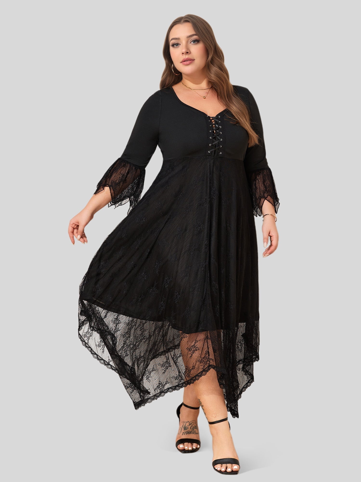 Lapa Plus Women's Gothress Patchwork Plus Size Dress - Lapa plus