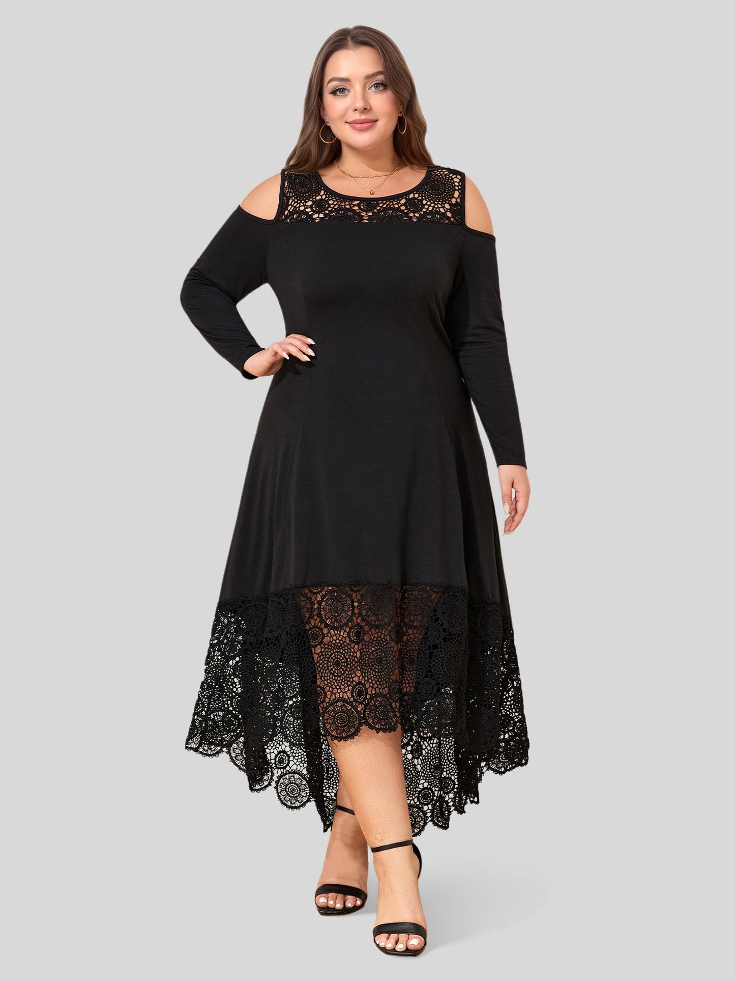 Lapa Plus Women's Lace - spliced Off - shoulder Plus Size Dress - Lapa plus