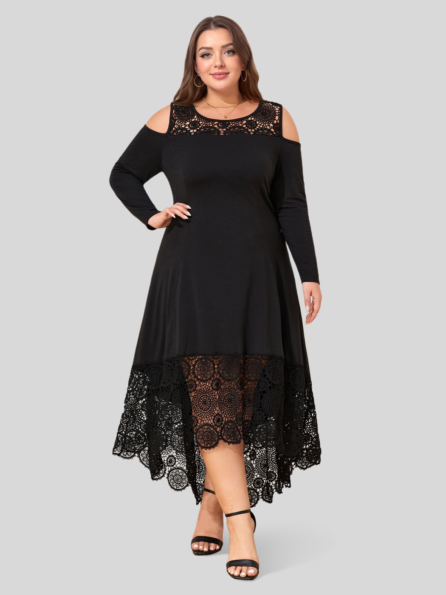 Lapa Plus Women's Lace - spliced Off - shoulder Plus Size Dress - Lapa plus