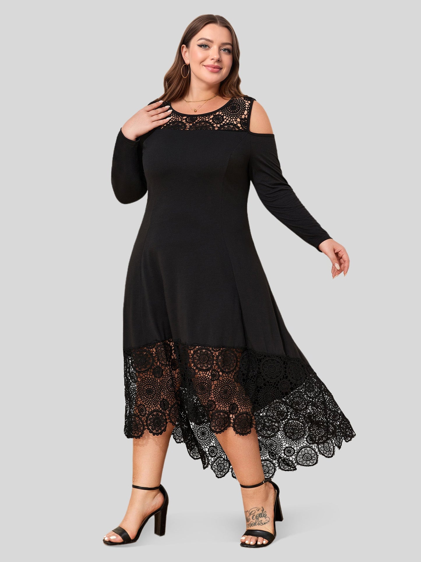 Lapa Plus Women's Lace - spliced Off - shoulder Plus Size Dress - Lapa plus