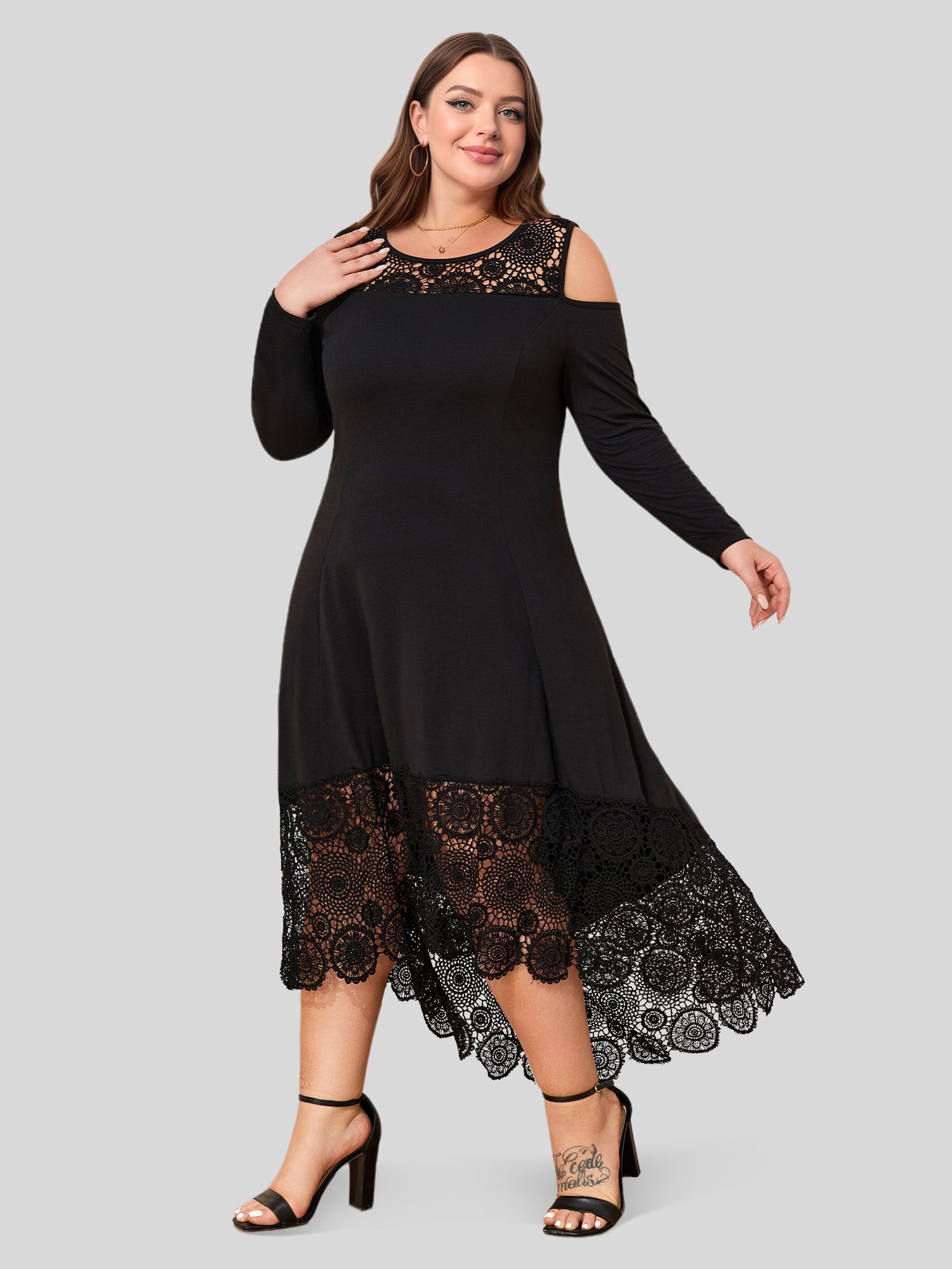 Lapa Plus Women's Lace - spliced Off - shoulder Plus Size Dress - Lapa plus
