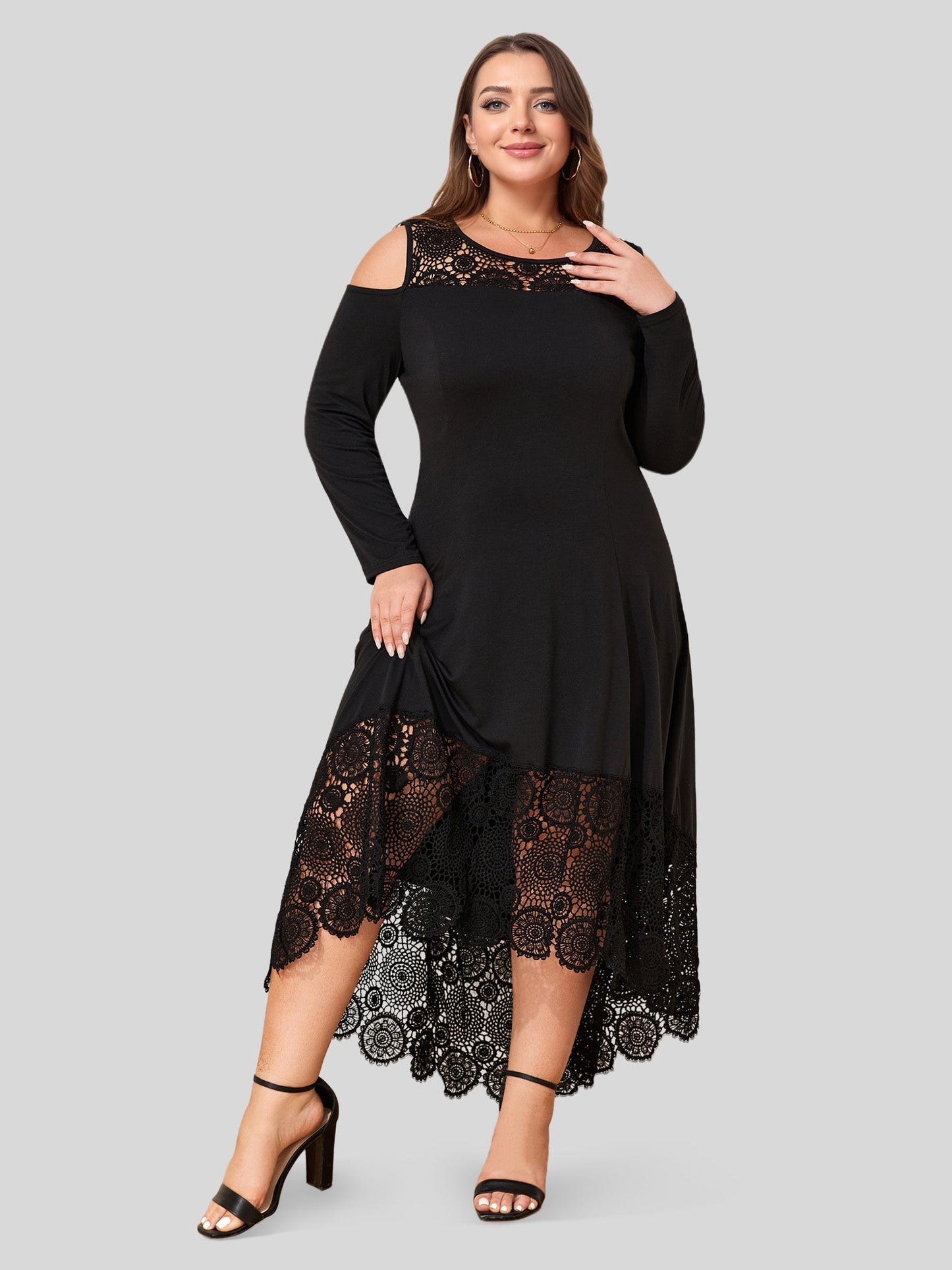 Lapa Plus Women's Lace - spliced Off - shoulder Plus Size Dress - Lapa plus