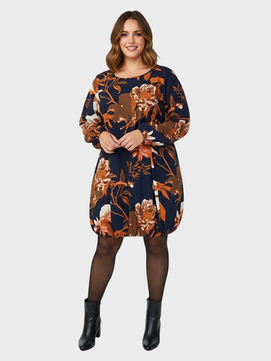 Lapa Plus Women's Large Floral Flared Dress with Elastic Waist - Lapa plus