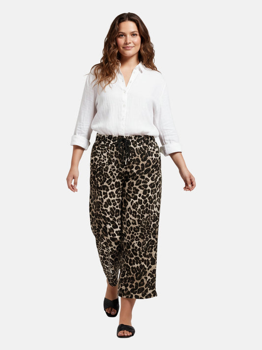 Lapa Plus Women's Leopard Print Casual Cropped Pants - Lapa plus