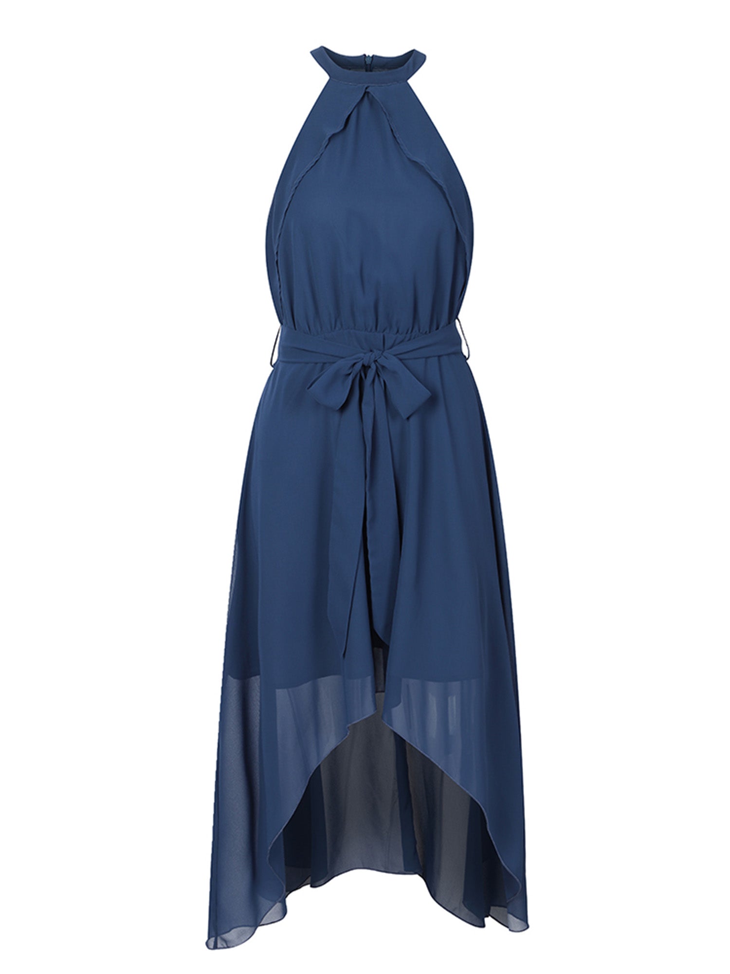 Lapa Plus Women's Neck - hanging Chiffon Blue Party Dress - Lapa plus