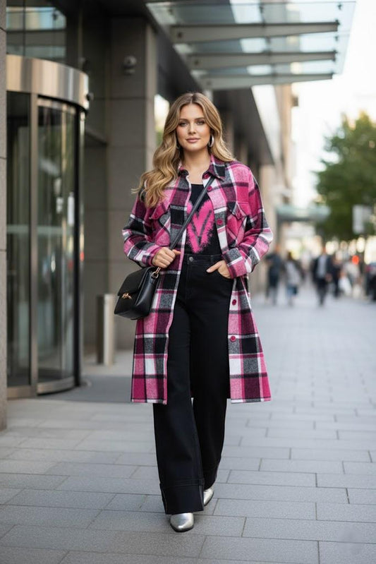 Lapa Plus Women's Plaid Mid - Length Coat - Lapa plus