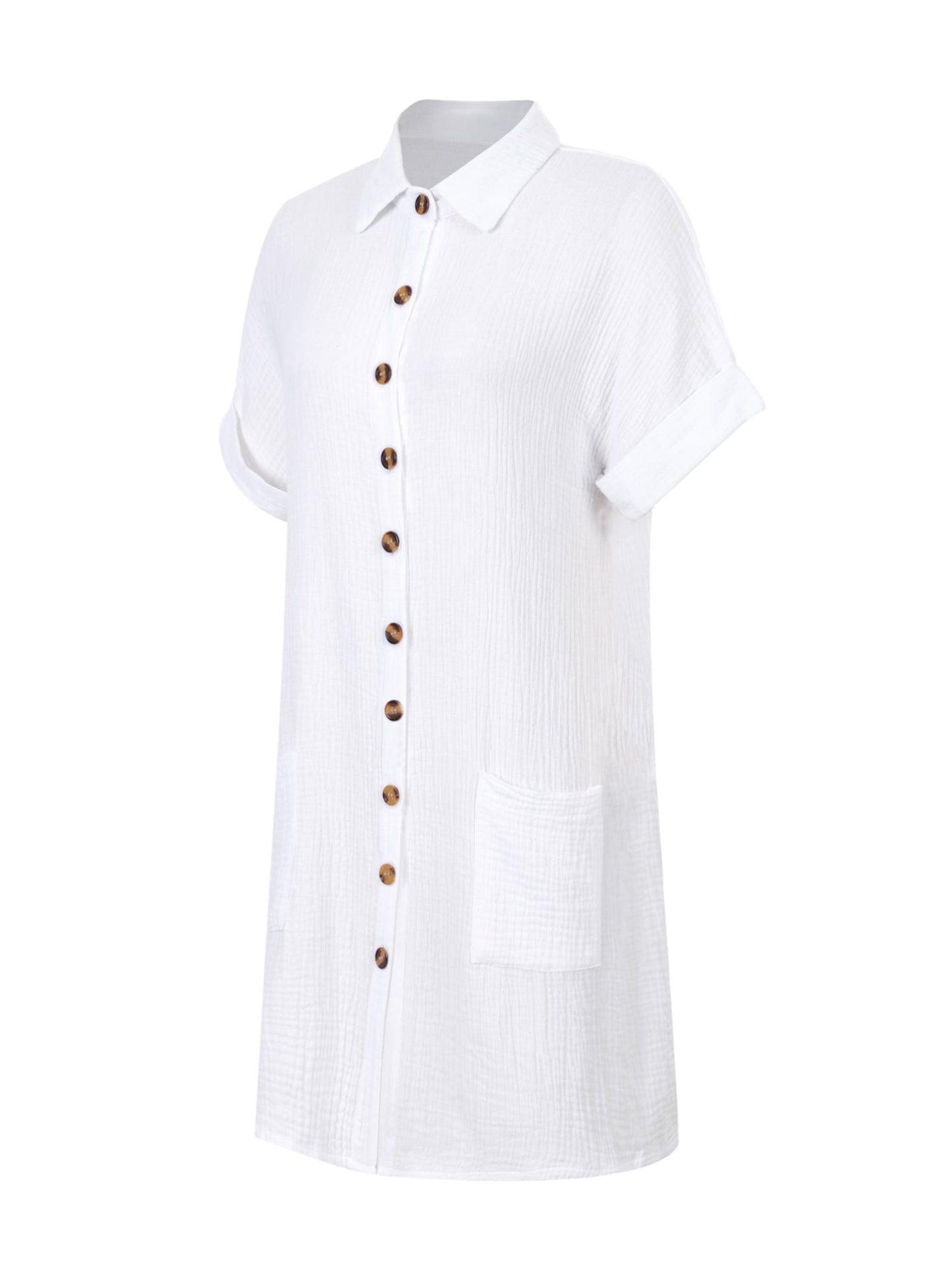 Lapa Plus Women's Pocket Single - breasted Button Dress - Lapa plus