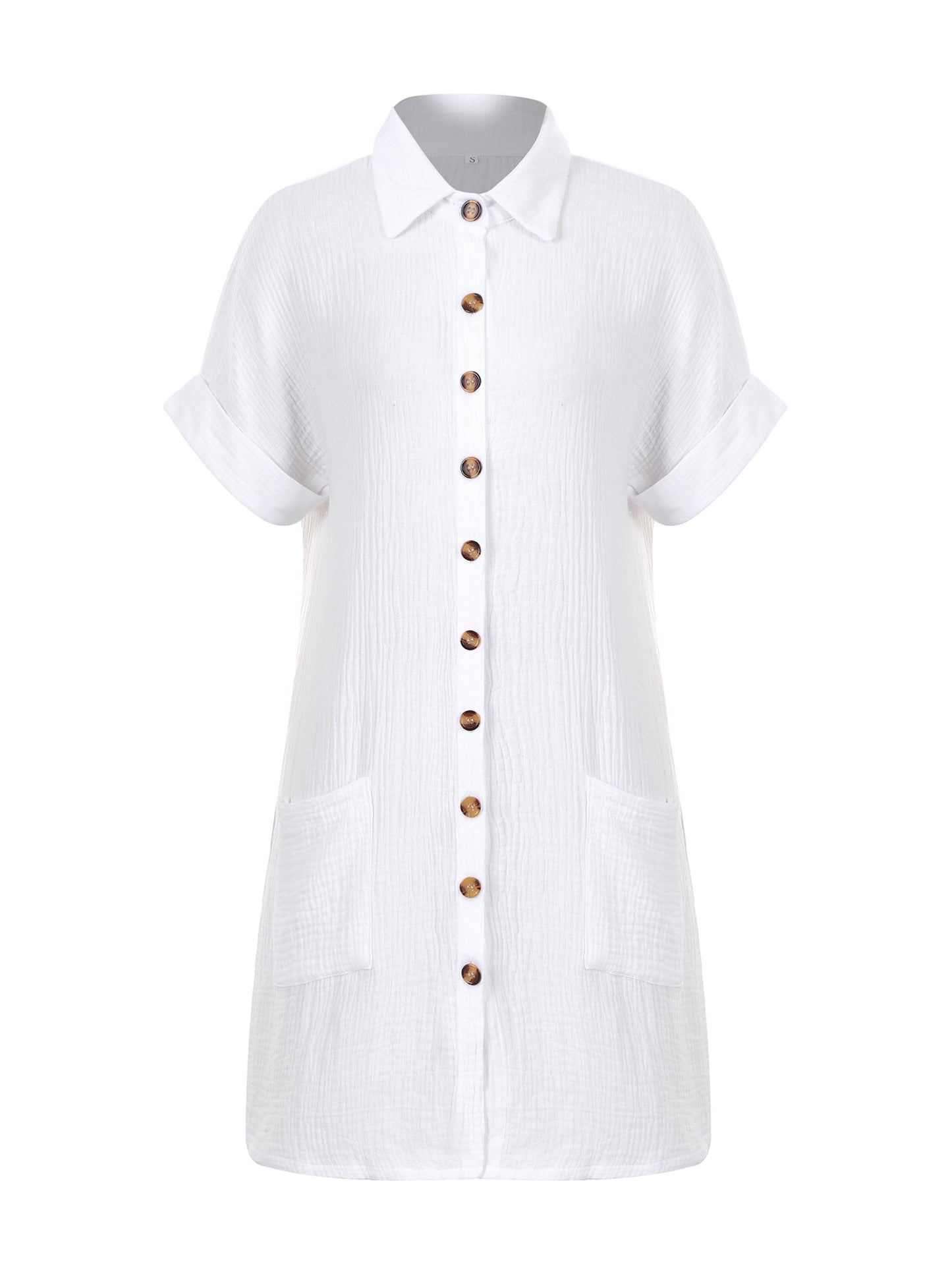 Lapa Plus Women's Pocket Single - breasted Button Dress - Lapa plus