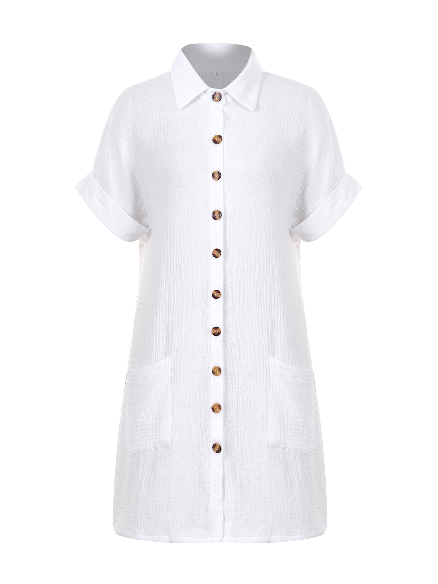 Lapa Plus Women's Pocket Single - breasted Button Dress - Lapa plus