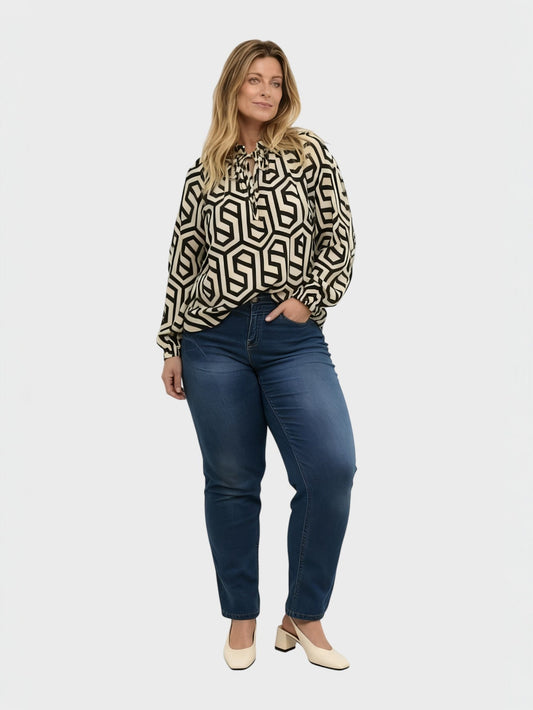 Lapa Plus Women's Printed Top with Waist Ties - Lapa plus