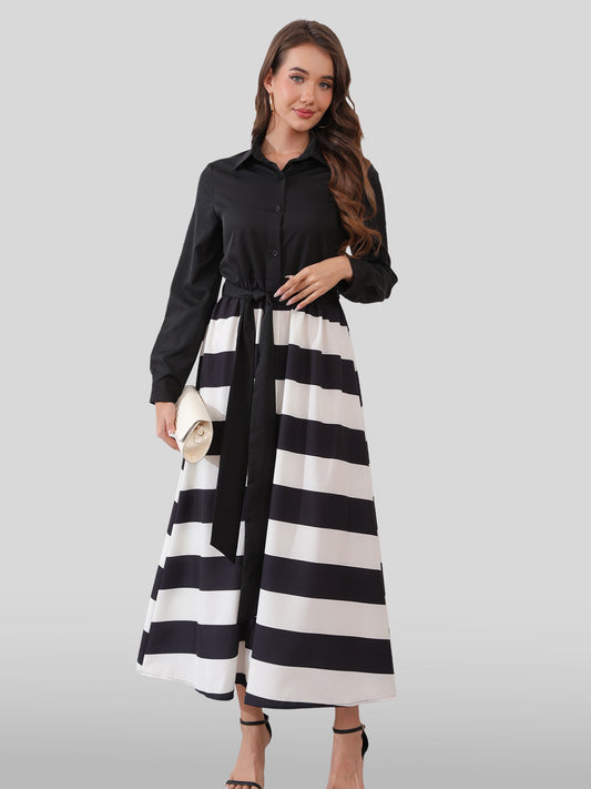 Lapa Plus Women's Splicing Striped Women's Dress - Lapa plus