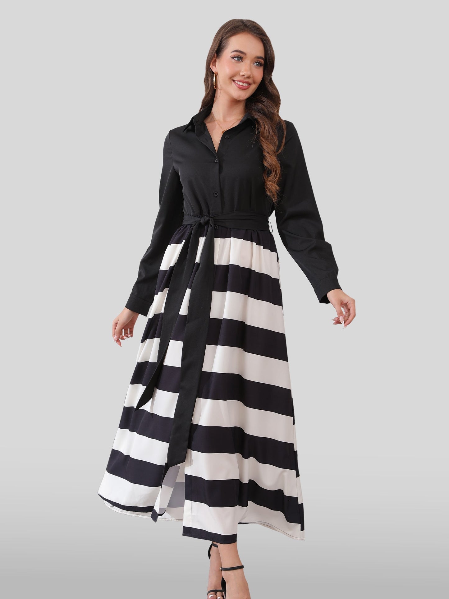 Lapa Plus Women's Splicing Striped Women's Dress - Lapa plus