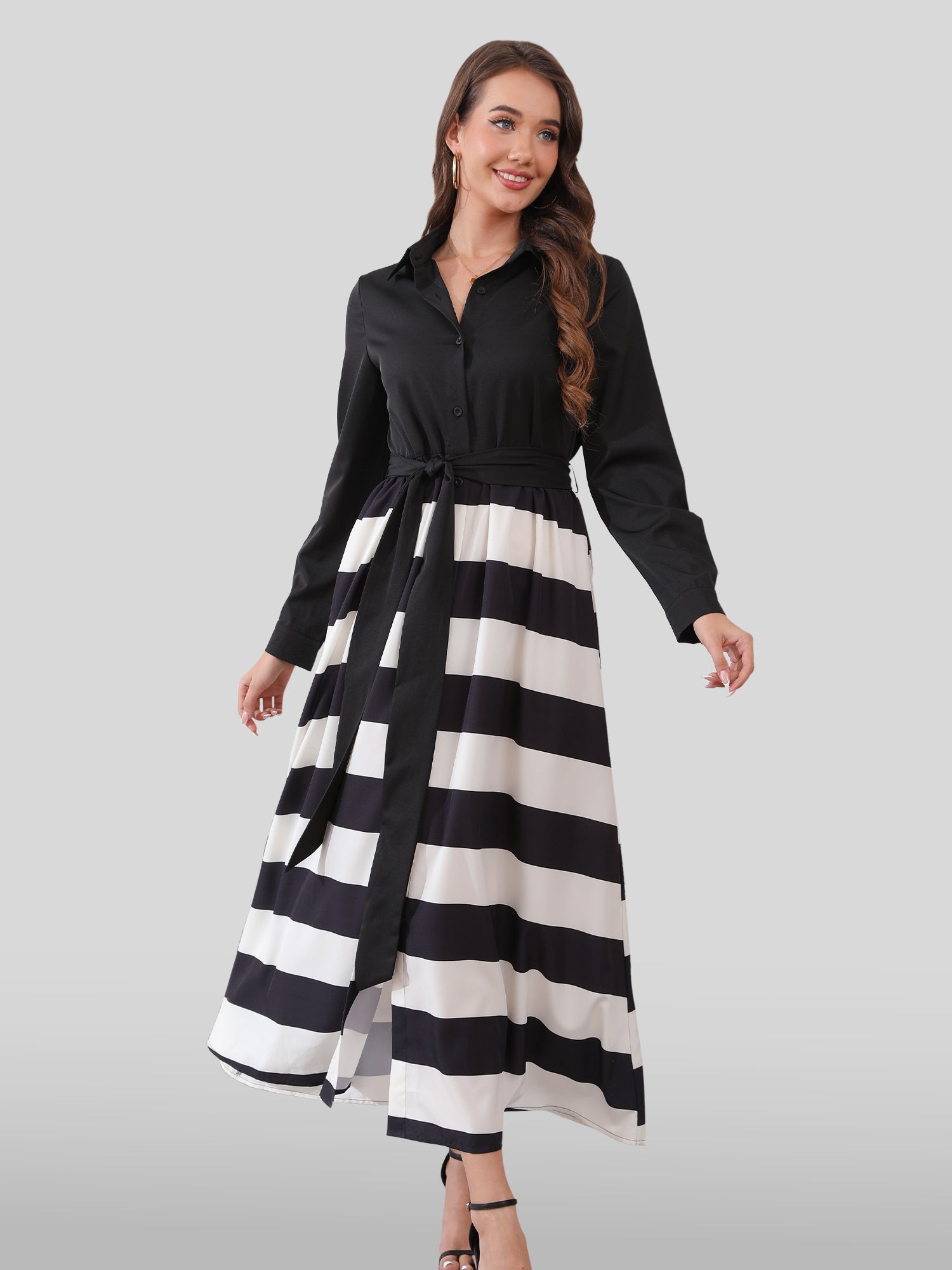 Lapa Plus Women's Splicing Striped Women's Dress - Lapa plus