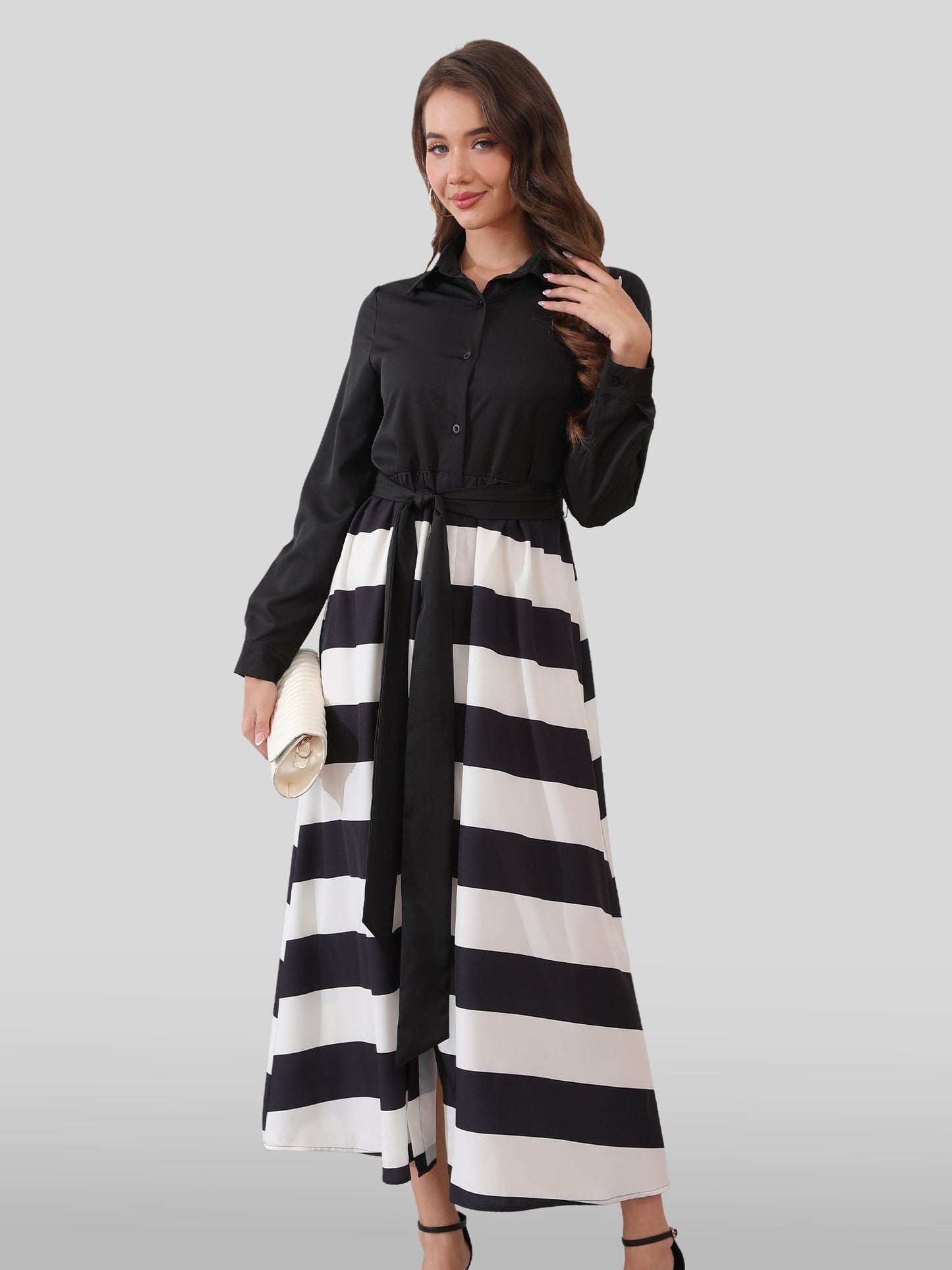 Lapa Plus Women's Splicing Striped Women's Dress - Lapa plus