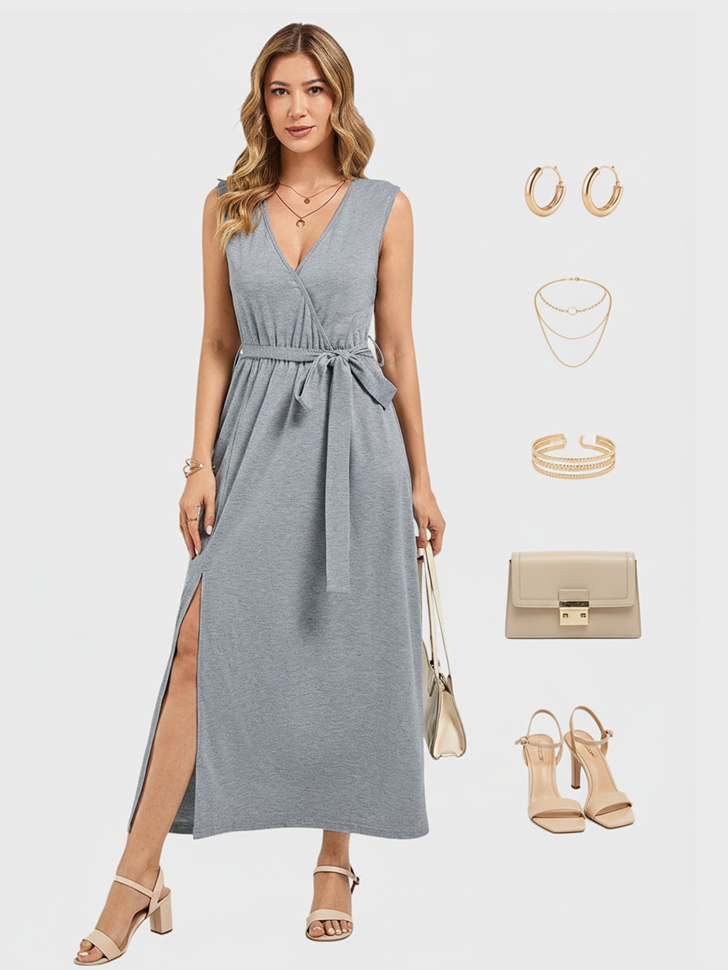 Lapa Plus Women's Split Dress With Belt - Lapa plus