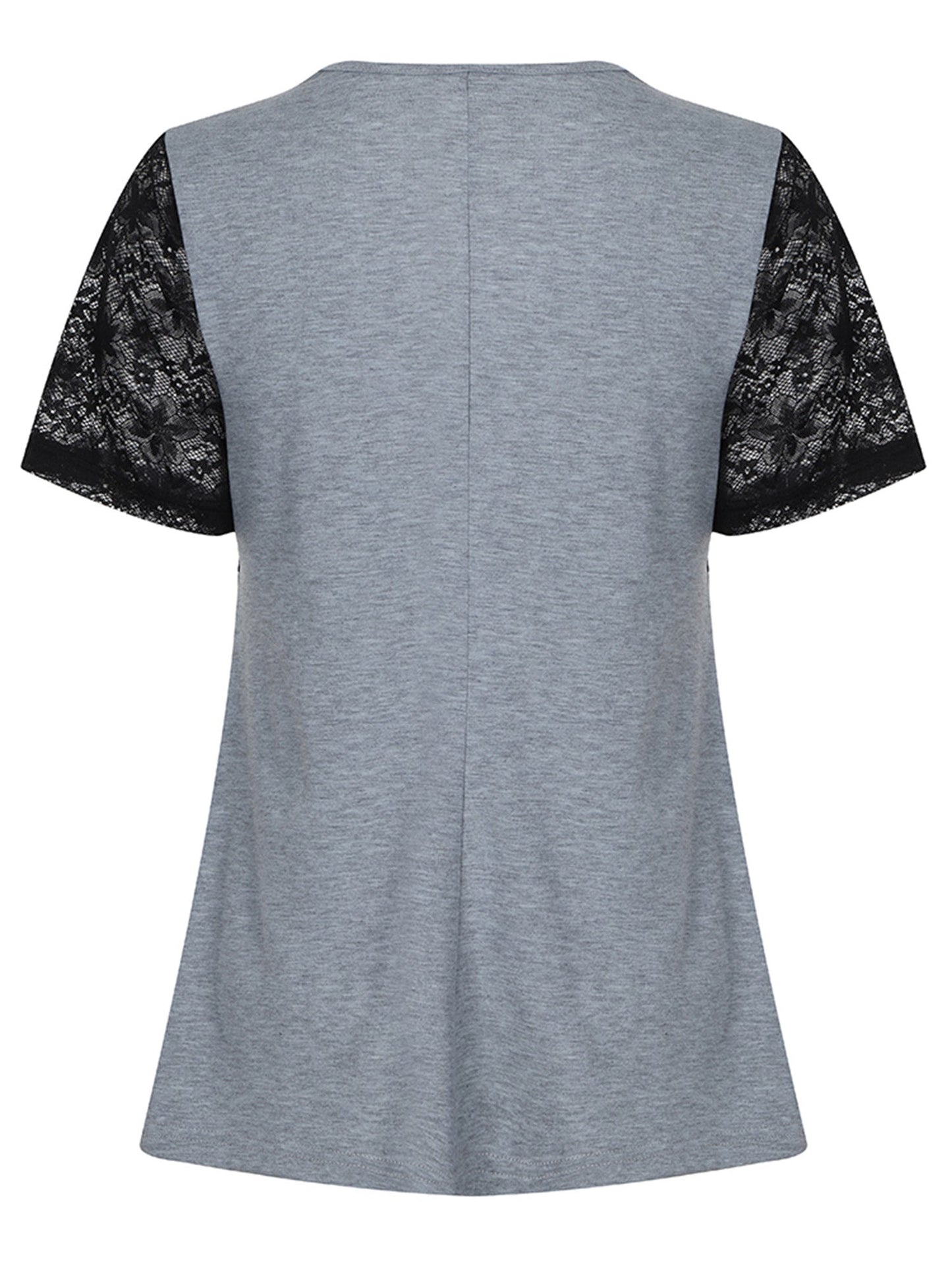 Lapa Plus Women's Stylish Gray And Black Lace Button - up Shirt - Lapa plus