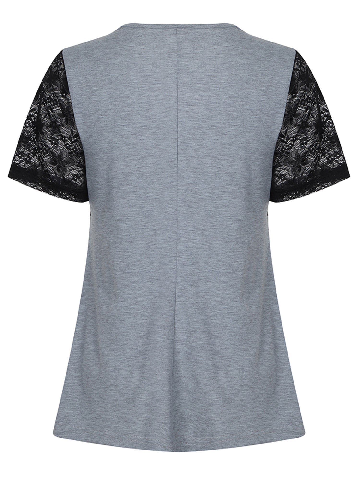 Lapa Plus Women's Stylish Gray And Black Lace Button - up Shirt - Lapa plus