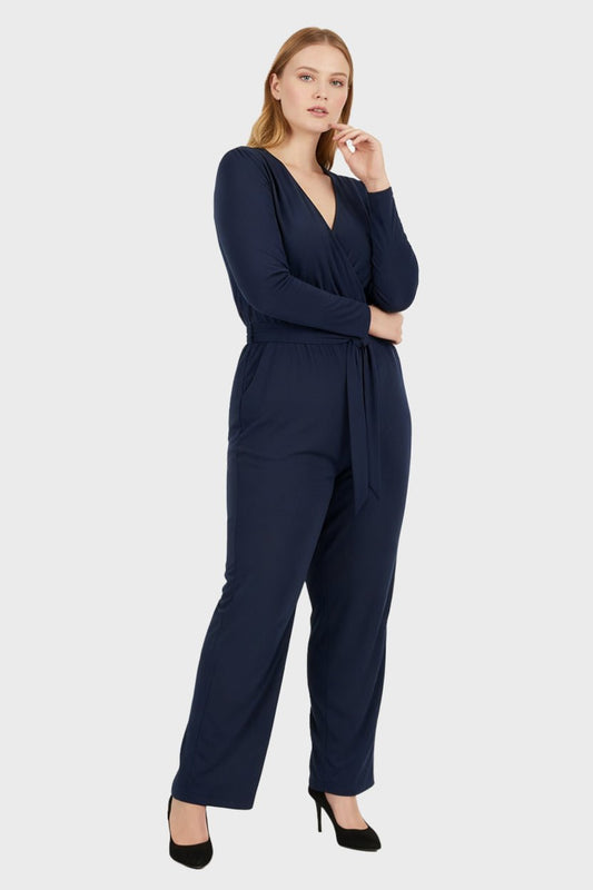 Lapa Plus Women's V - Neck Wrap Belted Jumpsuit - Lapa plus