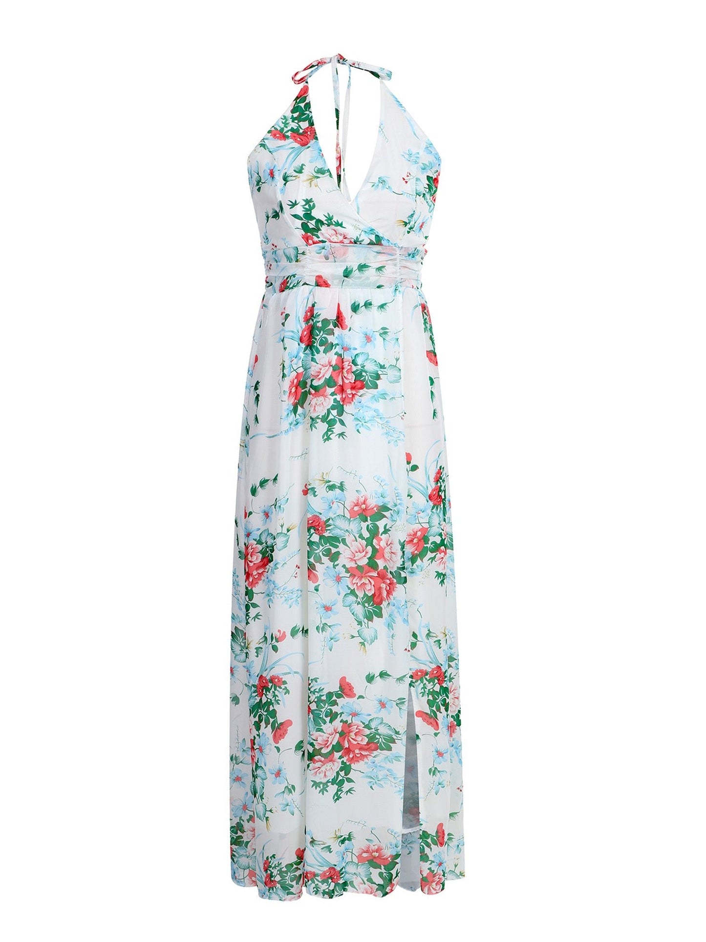 Lapa Plus Women's Vacation Floral Chiffon Halter Dress With Lining - Lapa plus