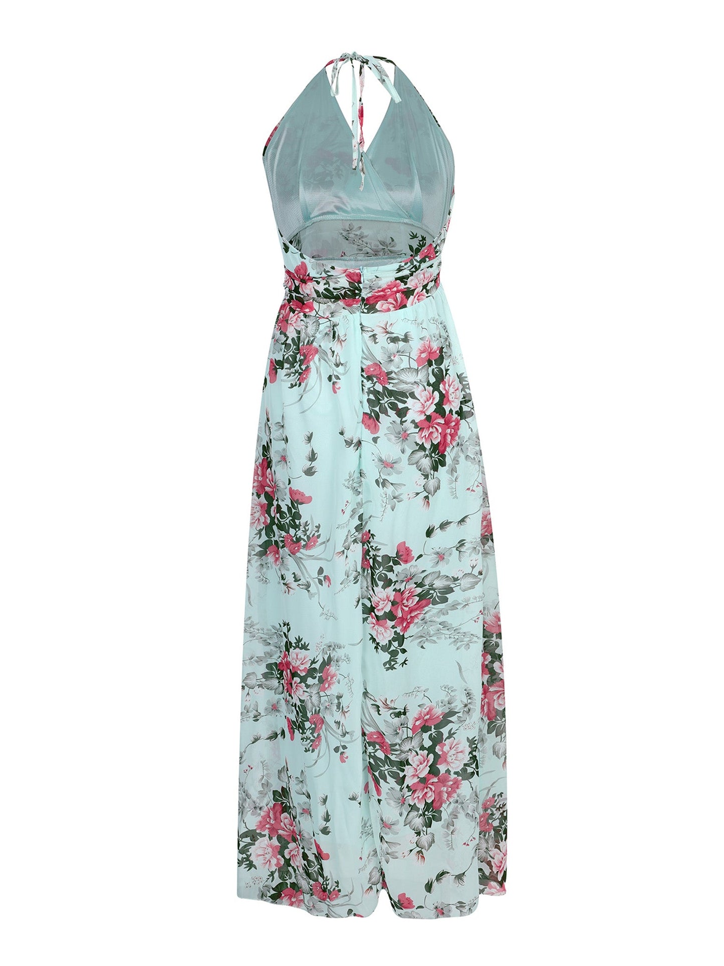 Lapa Plus Women's Vacation Floral Chiffon Halter Dress With Lining - Lapa plus