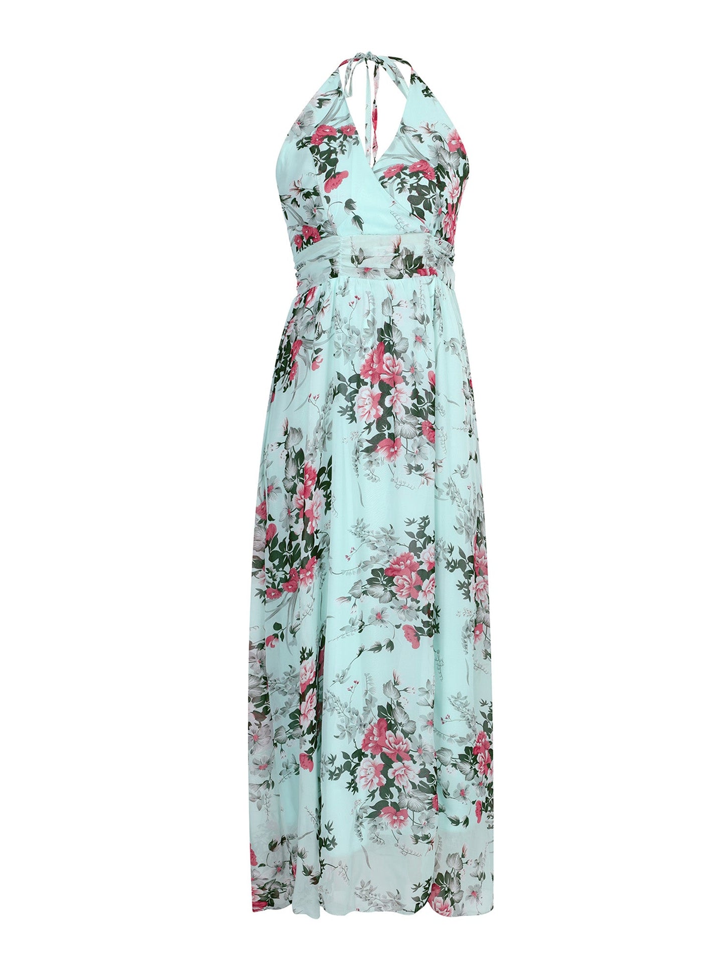 Lapa Plus Women's Vacation Floral Chiffon Halter Dress With Lining - Lapa plus