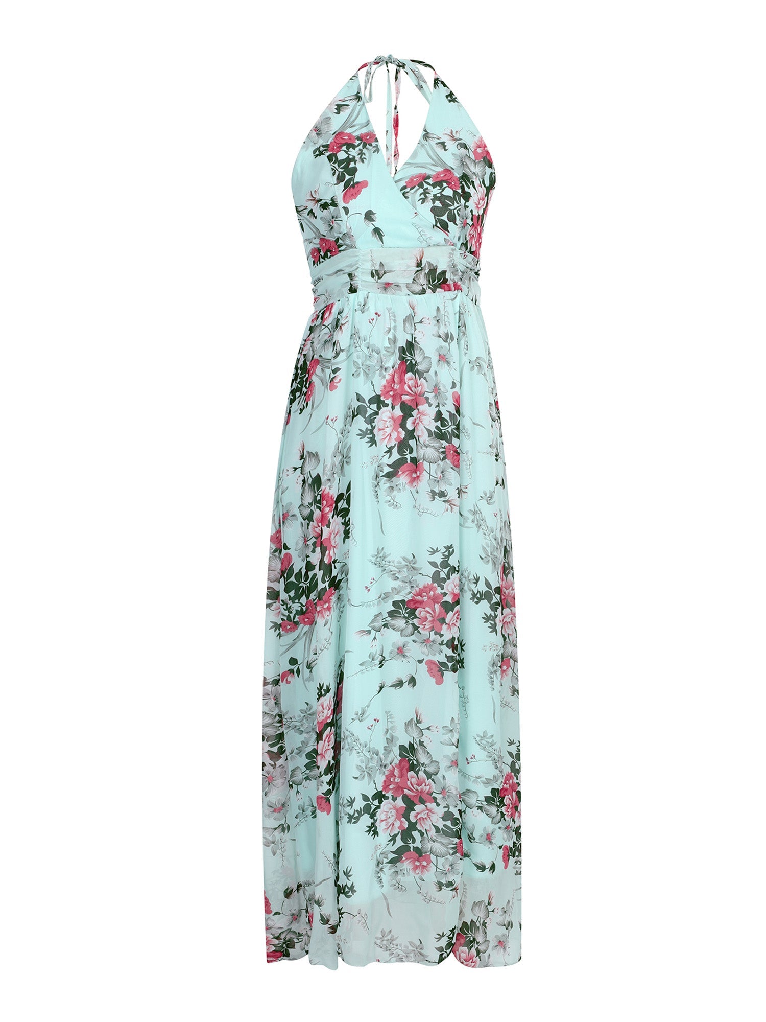 Lapa Plus Women's Vacation Floral Chiffon Halter Dress With Lining - Lapa plus