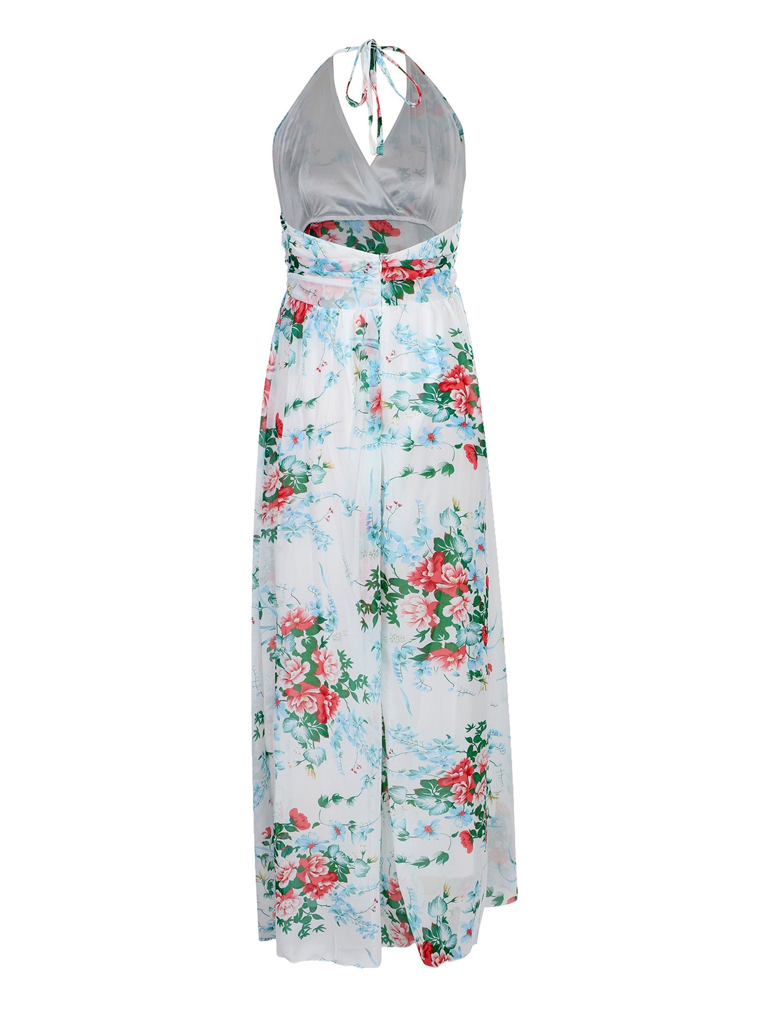 Lapa Plus Women's Vacation Floral Chiffon Halter Dress With Lining - Lapa plus