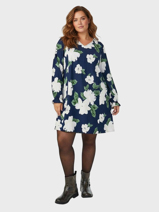 Lapa Plus Women's Vintage Floral and Leaf Print Dress - Lapa plus