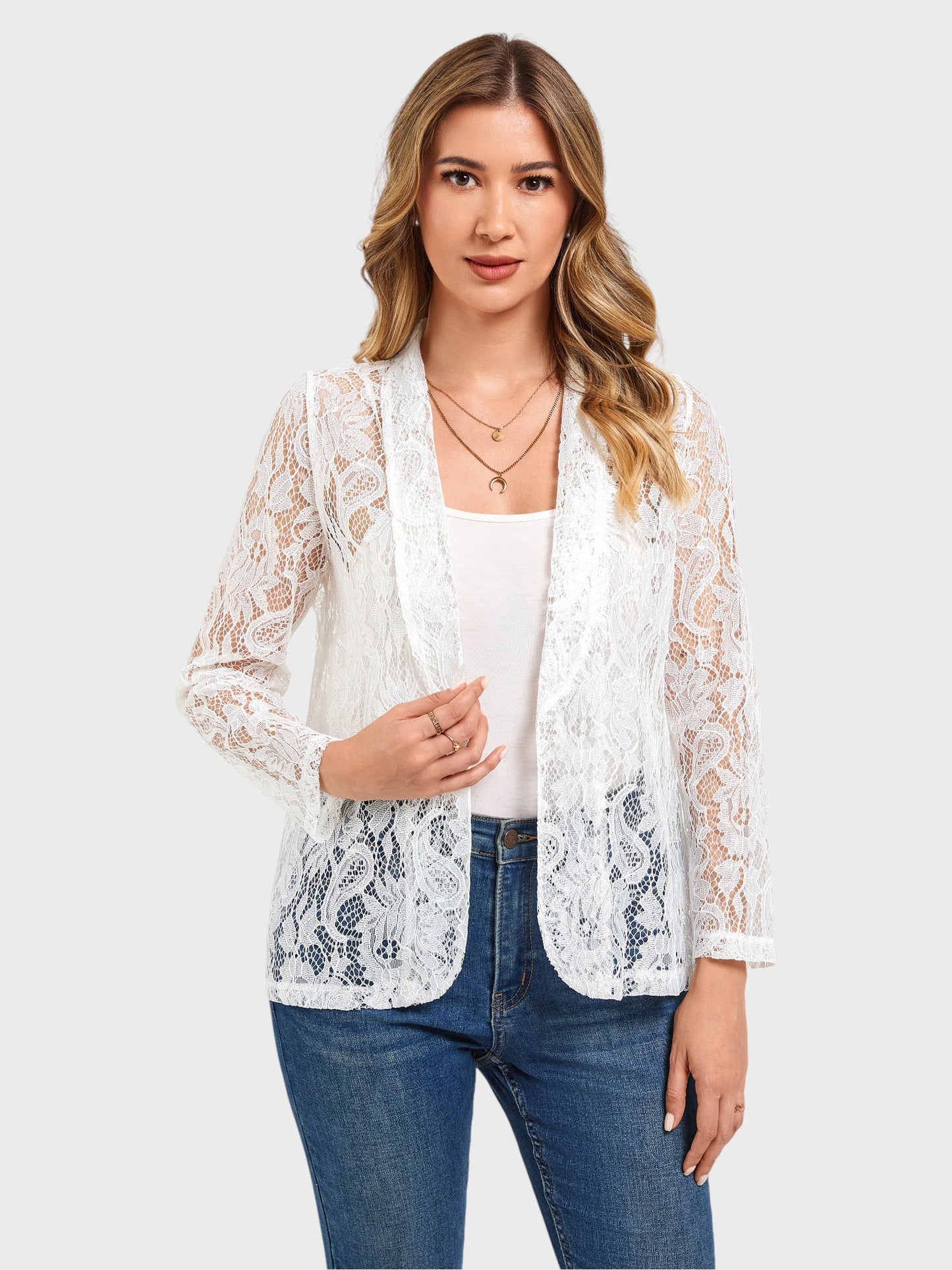 Lapa Plus Women's Solid Color Lace Suit Cardigans