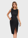 Lapa Plus Women's Sparkling Patchwork Slit Dress