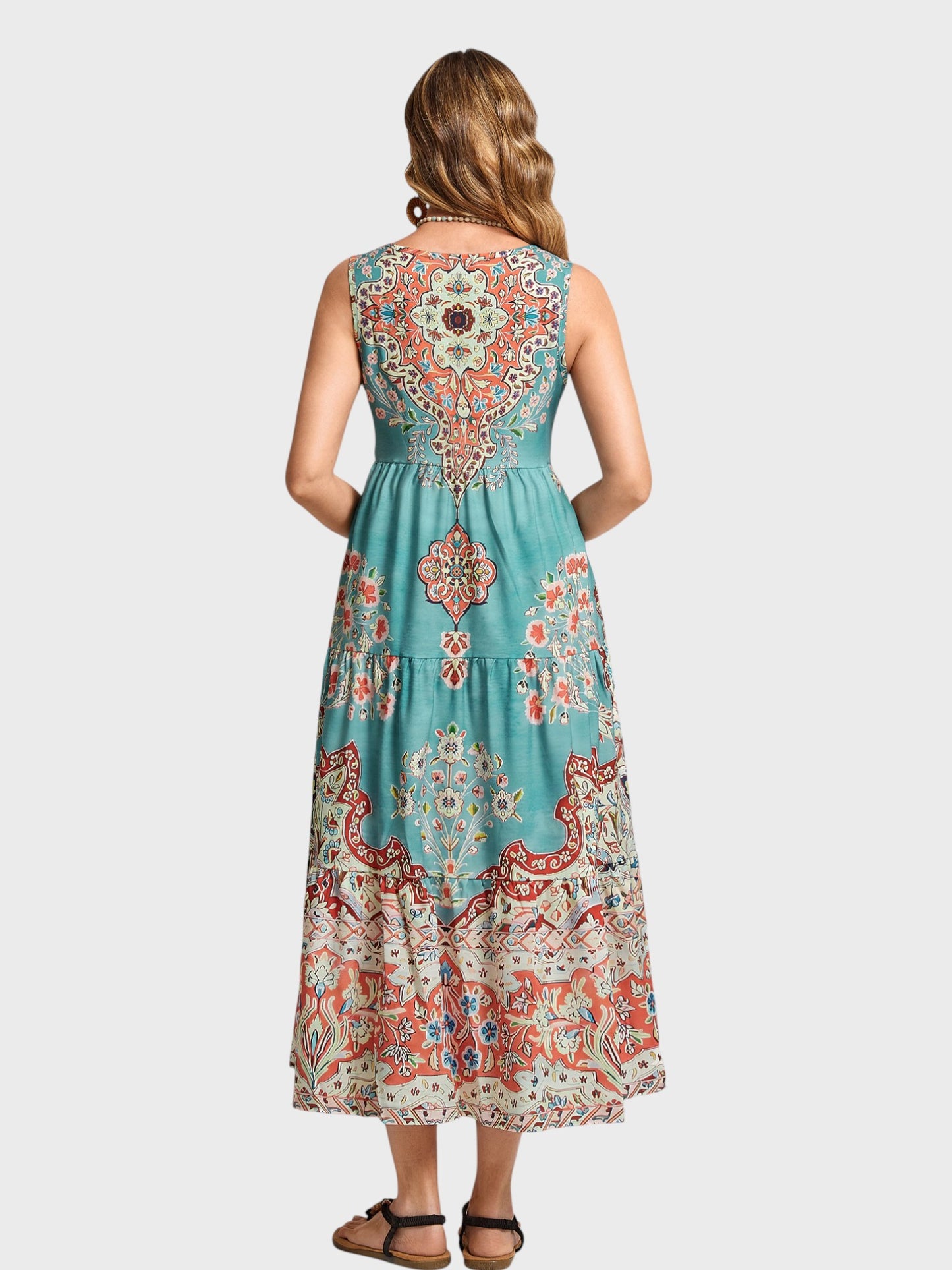 Lapa Plus Women's Bohemian Ethnic Print Vacation Dress