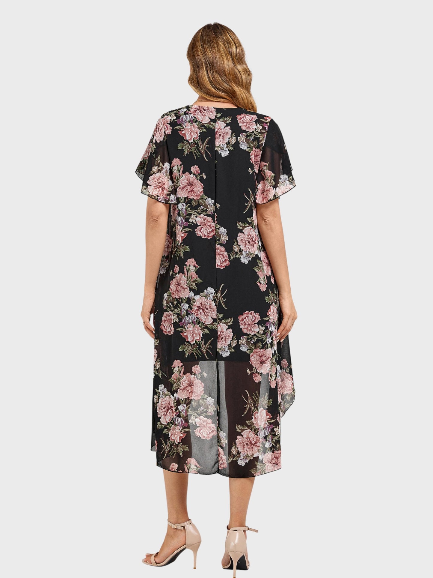 Lapa Plus Women's Asymmetric Floral Print Two-piece Dress