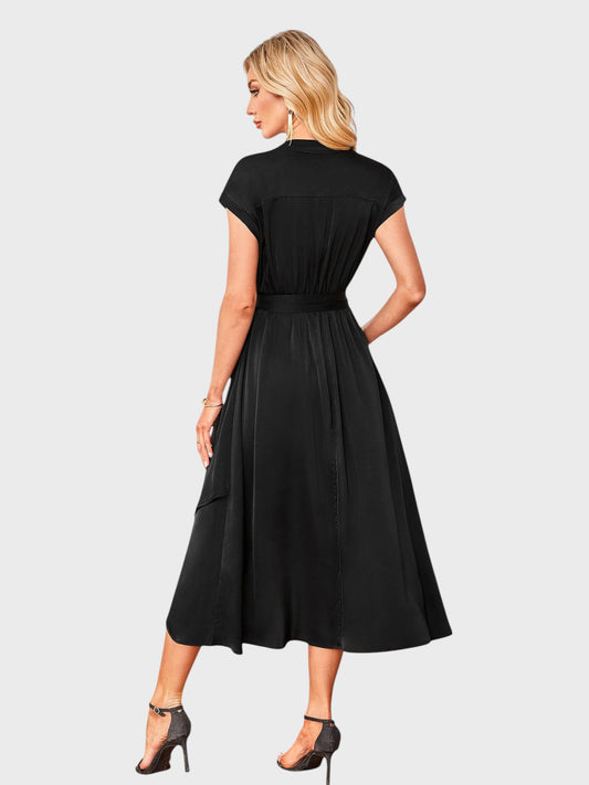 Lapa Plus Women's Bead Piece Waist Cinching Lace Up Big Swing Dress