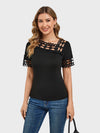 Lapa Plus Women's Lace Patchwork Short Sleeved Top