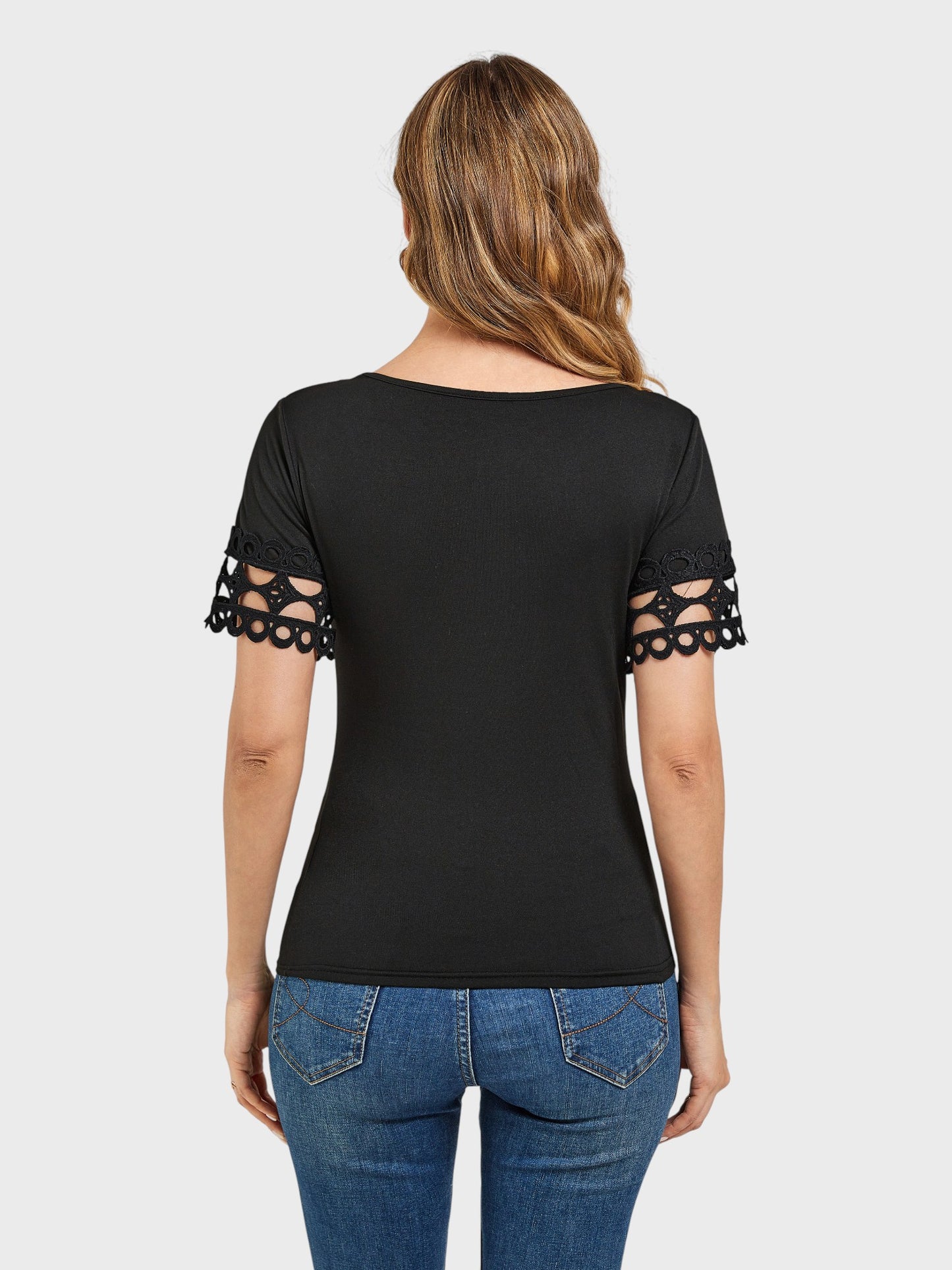 Lapa Plus Women's Lace Patchwork Short Sleeved Top