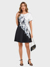 Lapa Plus Women's 3D Floral Print Loose Hem Dress