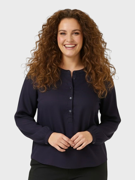 Women's Basic Crewneck Button - Front Top - Lapa plus