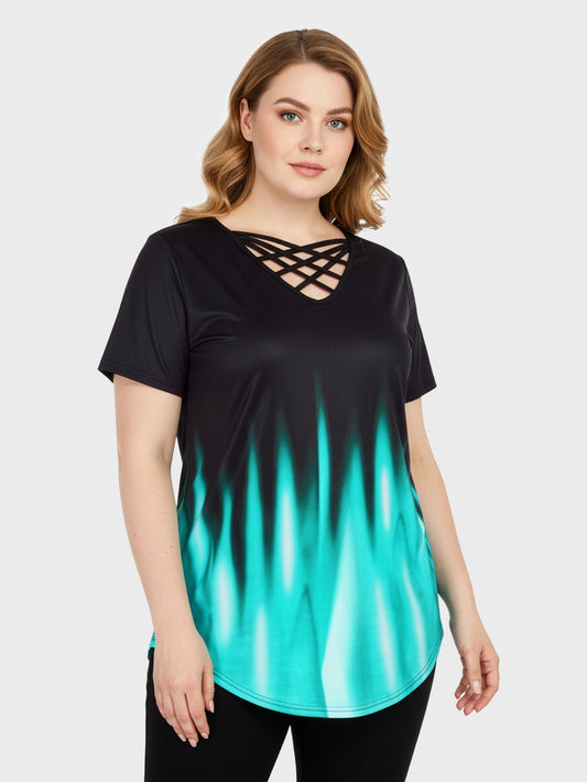 Lapa Plus Women's Short Sleeved Gradient Printed T-shirt